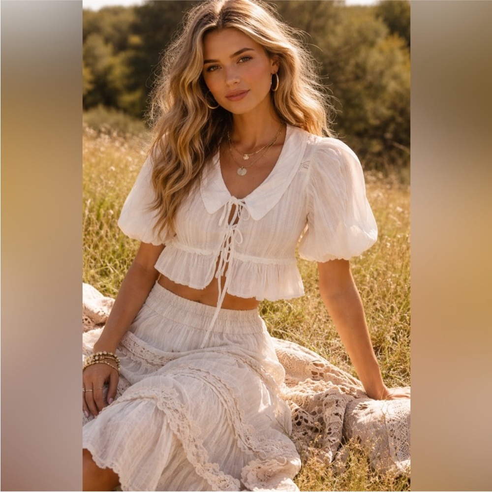 Band of the Free White Cotton Blouse
